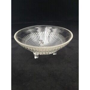 Vintage‎ Jeanette Clear Glass Elegant Candy Bowl Dish Three Footed Ribbed